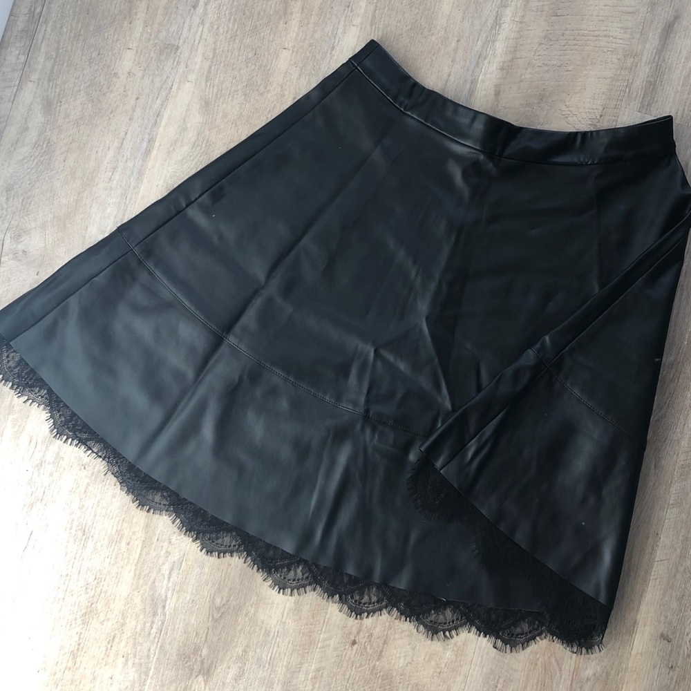 Leather & lace skater skirt
